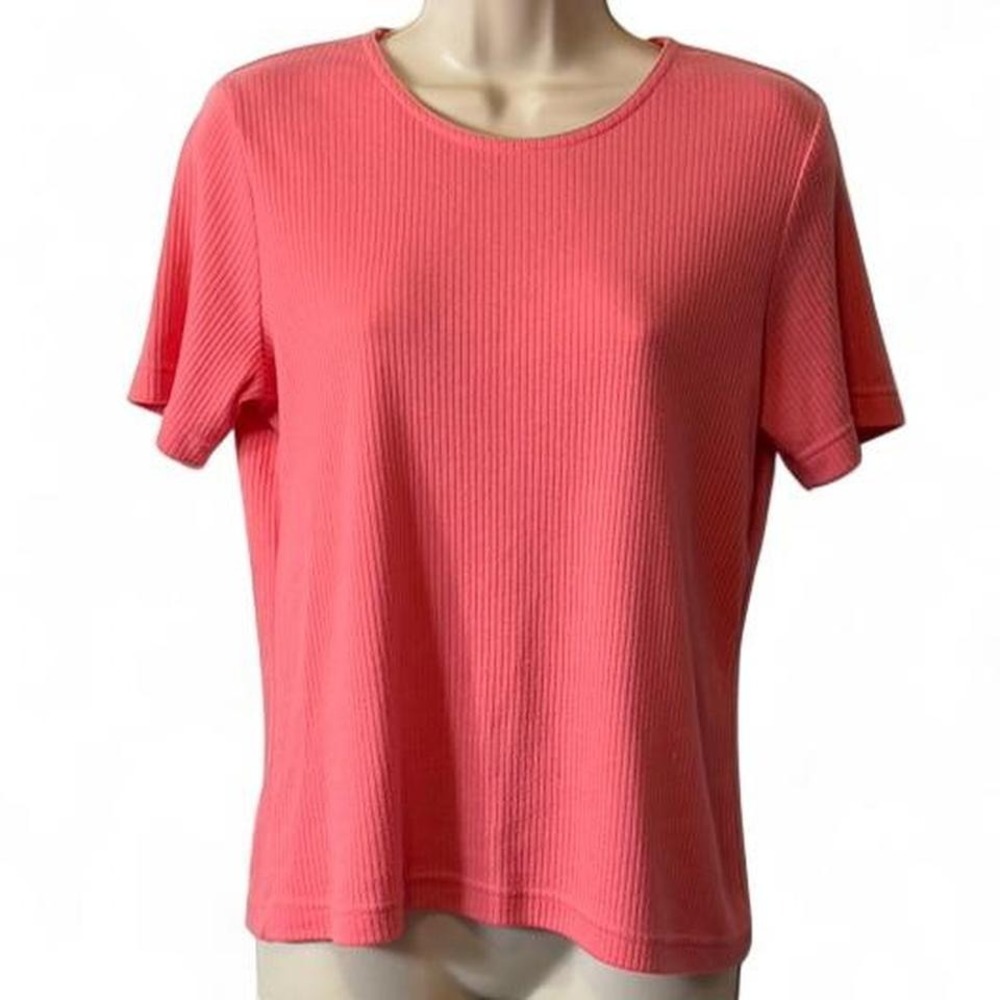 Vintage 90s Classic Elements Petite Pink Coral Ribbed Top, Women's Size M